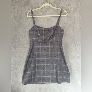 Honey Punch Charcoal Plaid Mini Dress